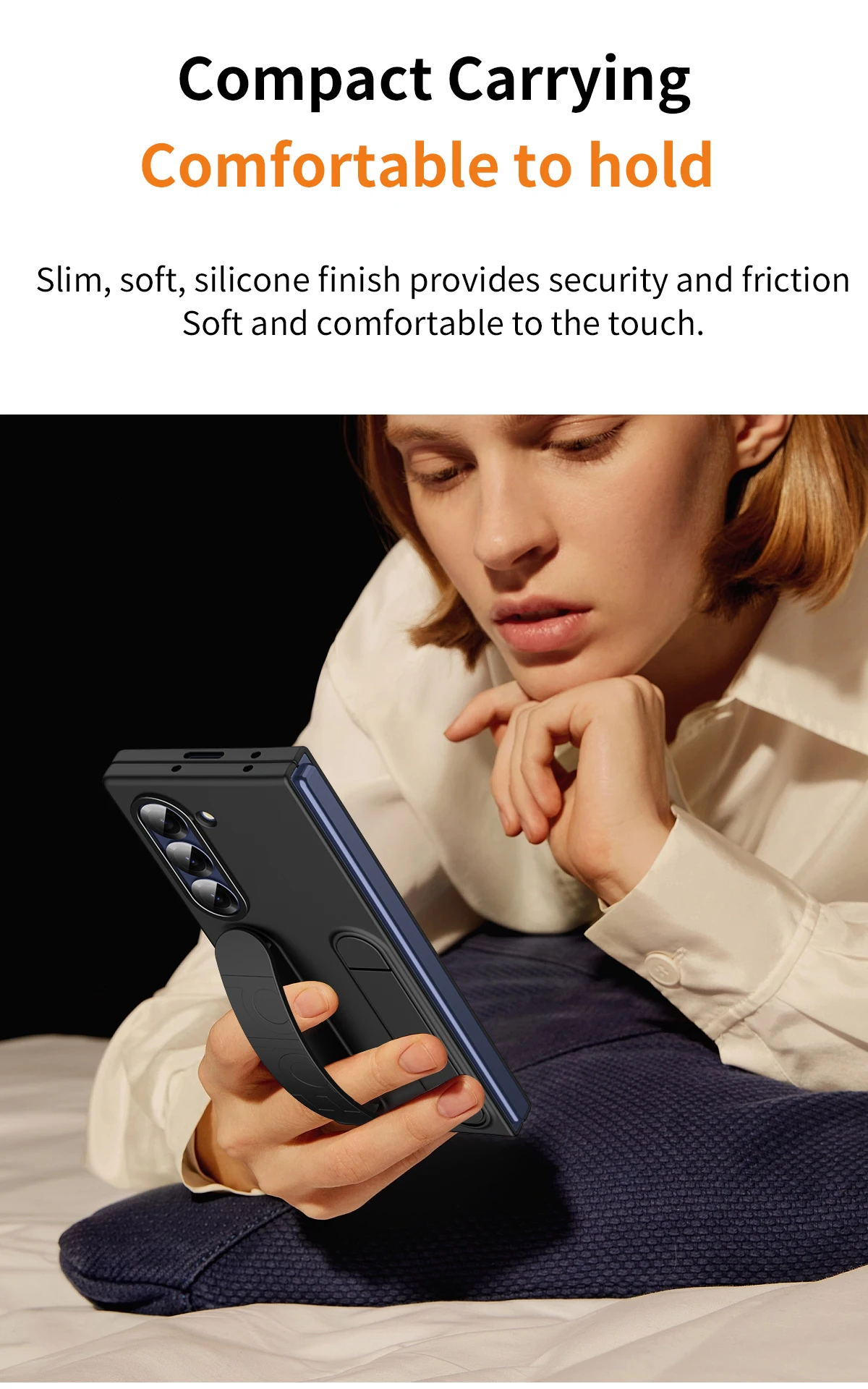 Custodia rigida in PC con retro in vetro satinato per Samsung Galaxy Z Fold 6 con pellicola in vetro per schermo, cinturino da polso, anello e supporto per telefono_voghion.com