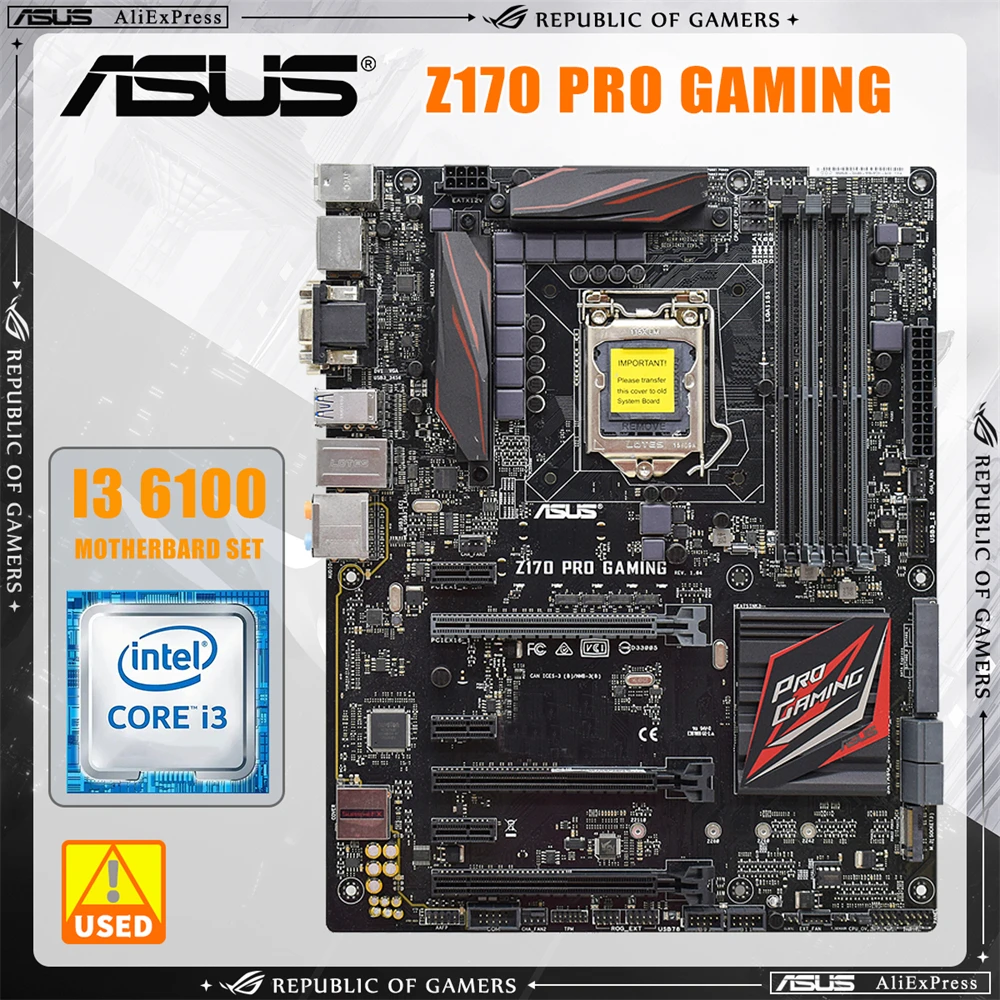Conjunto de Motherboard ASUS Z170 PRO GAMING LGA 1151 Adequado para Core i7/i5/i3 USB3.0 M.2