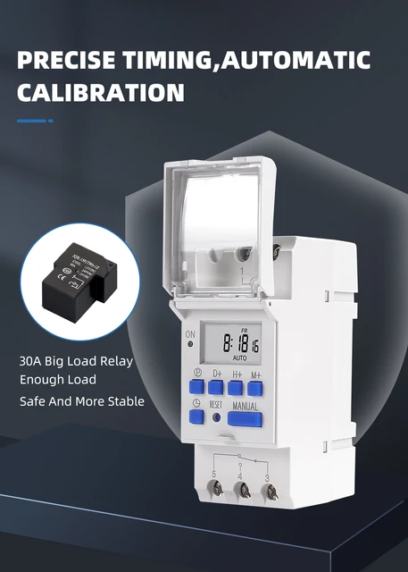 TEMPORIZADOR DIGITAL 220VAC; SEMANAL PROGRAMABLE PARA RIEL; CNC;  THC15A-220VAC – Bracsan