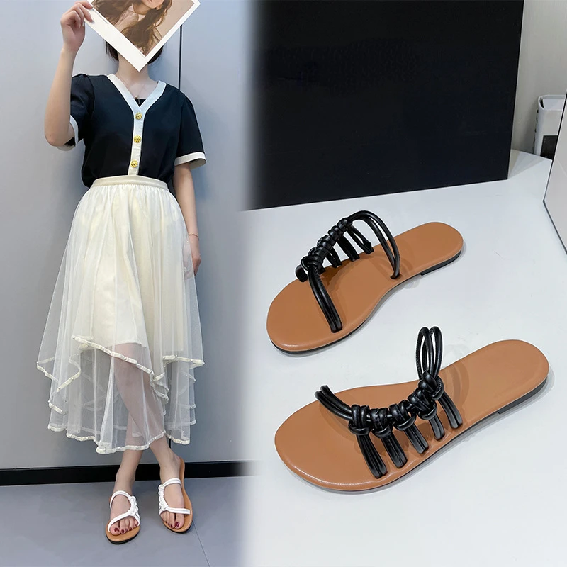 

Summer Slippers Women Round Toe Ladies Shoes Solid Color Slipper Outside Beach Flat Shoe New Fashion Slides Zapatos Para Mujeres