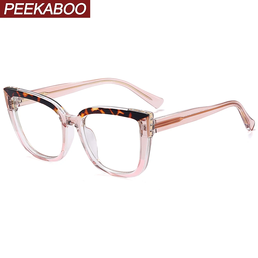 

Peekaboo fashion cat eye glasses frame women TR90 black leopard blue light blocking glasses female CP acetate ladies accessories