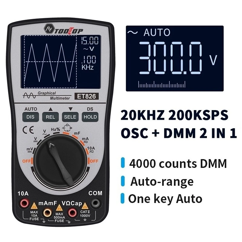 Tooltop Et826 Digital Multimeter Oscilloscope Waveform Signal Display