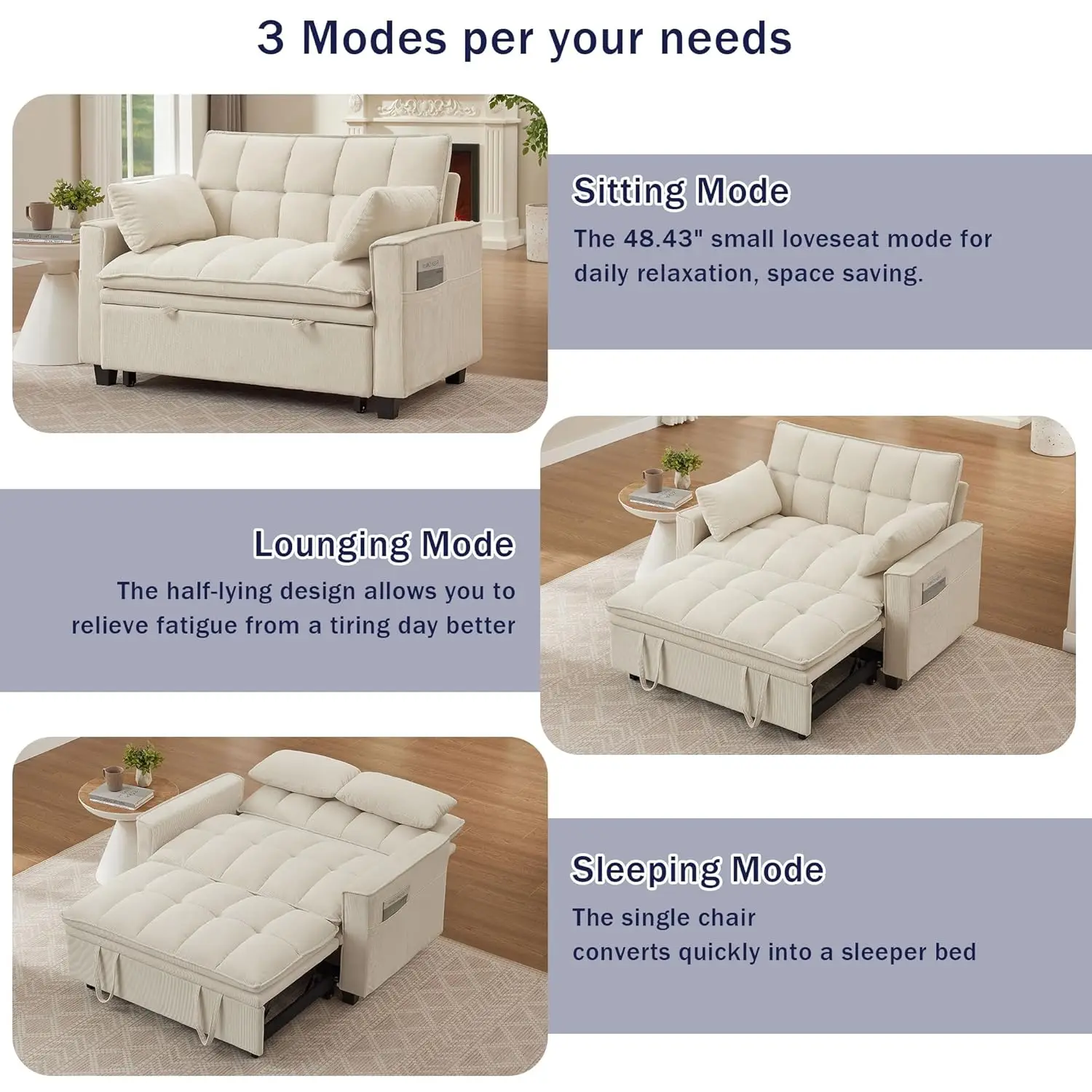 3 in 1 Sleeper Sofa 5