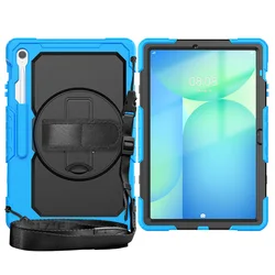 Robust Shockproof Case with Hand/Shoulder Strap & Stand, Includes Screen Protector (Sky blue black)