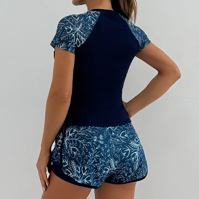 Women's Swimsuit Tankini Set Female Short Sleeve Swimwear women swimsuit women two piece sets Surfing Sports Pool Beachwear Two-Piece Bathing Suits With Shorts