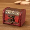 1PC Antique Mini Wood Treasure Chest Storage Box Jewelry Organizer Box Gifts Box Wooden Treasure Chest Jewelry Trinket Box 5