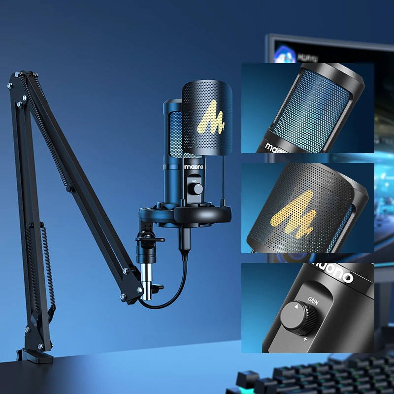 USB Microphone With RGB Gain Knob Gaming Co