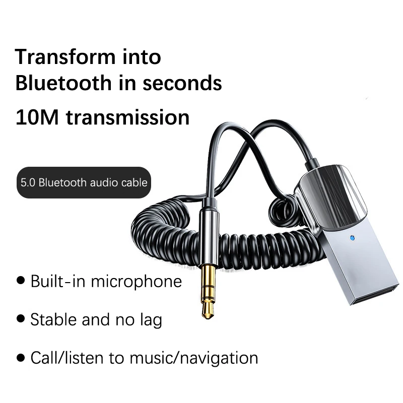

Brand New Bluetooth Aux Adapter Dongle USB To 3.5mm Jack Car Audio Bluetooth 5.0 Handsfree For Car Receiver