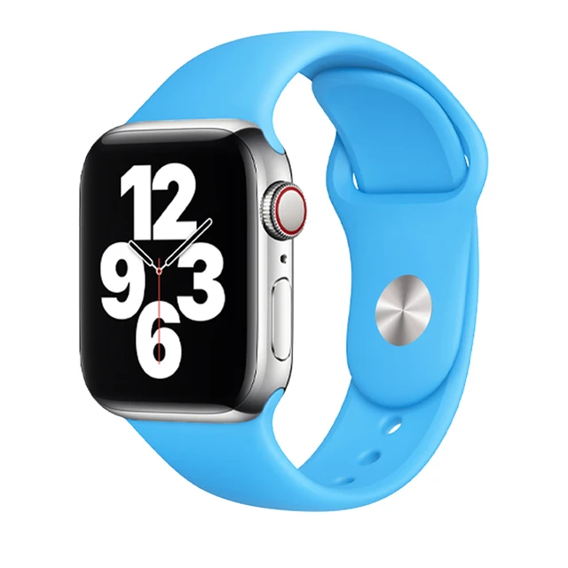 Silicone Strap For Apple Watch Band 44mm 41mm 45mm 40mm 38mm Smart Watch Sports Rubber Bracelet iWatch 6  Serie 7 SE Watchband Blue