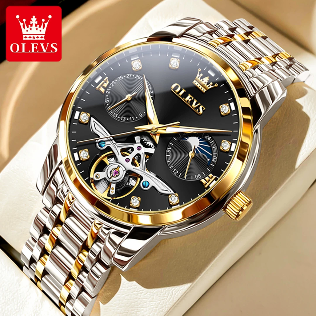 

OLEVS 6703 Mechanical Business Watch Gift Stainless Steel Watchband Round-dial Luminous