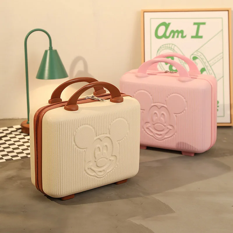 Disney 14 Inch Solid Color Travel Suitcase Mickey Avatar Relief Mini Square Women Luggage Cosmetic Case Boarding Carrying Case 3