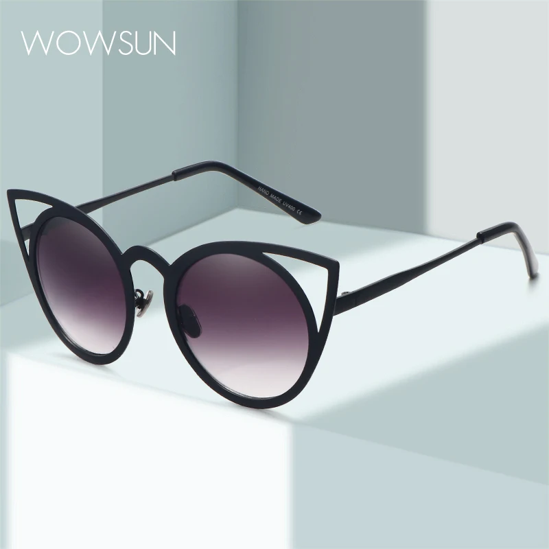 

Женские брендовые дизайнерские солнцезащитные очки WOWSUN кошачий глаз в стиле ретро с металлической оправой женские ажурные очки AA100