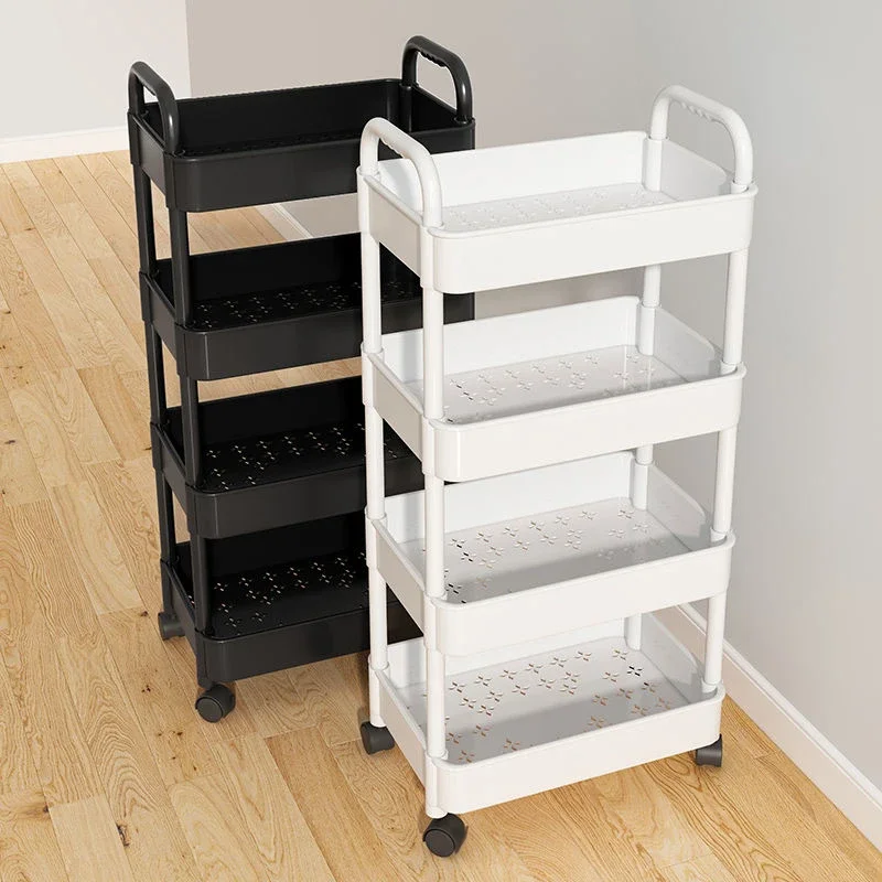 

Rolling Cart Storage Shelf 4 Tier Large Capacity Movable Gap Storage Rack Kitchen Bathroom Organizer Snack Cosmetic Holder