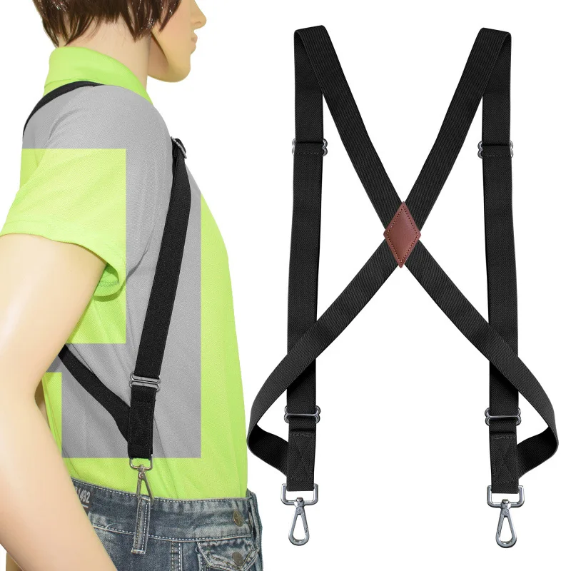 

2023 Men 2 Clips Buckle Elastic Braces Work Shirt Stay Locking Clamps Pants Suspenders Adjustable 2.5cm Strap Garter Holder Belt