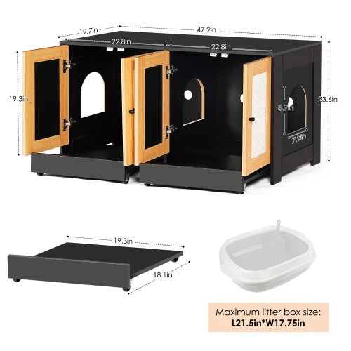 Double Litter Box Cabinet 6