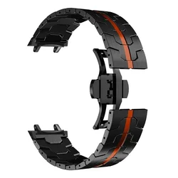 Stainless Steel Adjustable Watch Strap Bracelet - Compatible with Amazfit T - REX 3 - Amazfit T Rex 3 (Black Red - B)