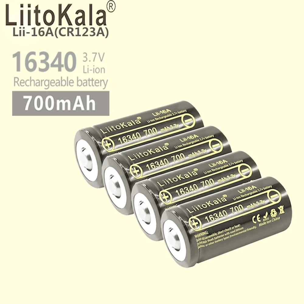 Liitokala Lii-16A Rcr123A 3.7V 16340 700Mah Batteria Ricaricabile Per Fotocamera Arlo Hd E Reolink Argus 3.7V Cr123A Ricaricabile