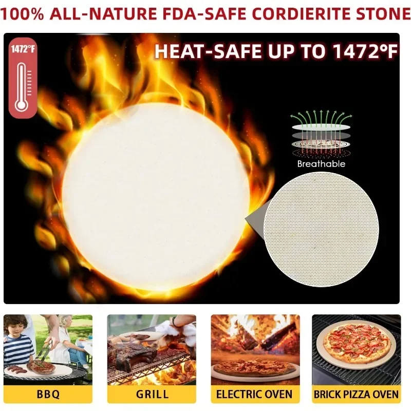 1/2 PCS Round Pizza Stone Set, 12" Pizza Stone for Oven Peel Cutter Baking for Pizza,Bread kitchen accessories