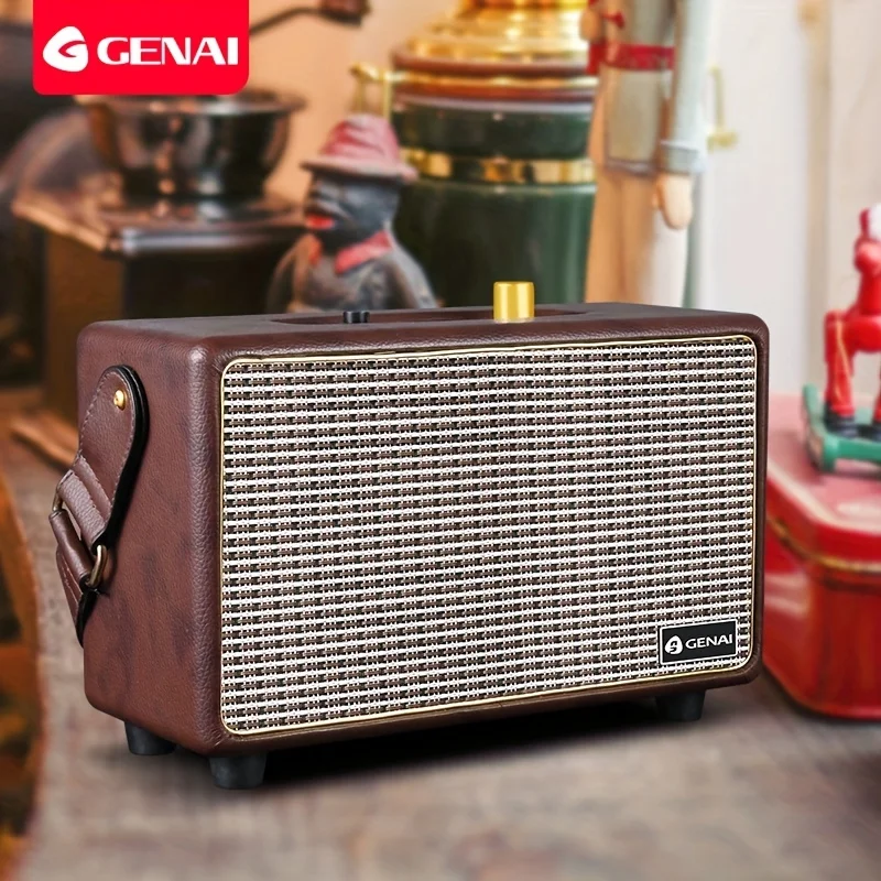 

Retro Wood Wireless Speaker Elegant & Vintage Design Rotary Tuning Dial Portable Speakers for Outdoor Home Office Heavy Bass