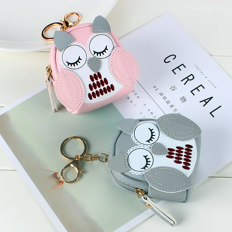 Coin Purse Coin Wallet PU Leather Coin Purses Cute Key Bag Owl Coin Purse Mini School Bag Car Key Chain Pendant Lady Wallet Purse Keychain