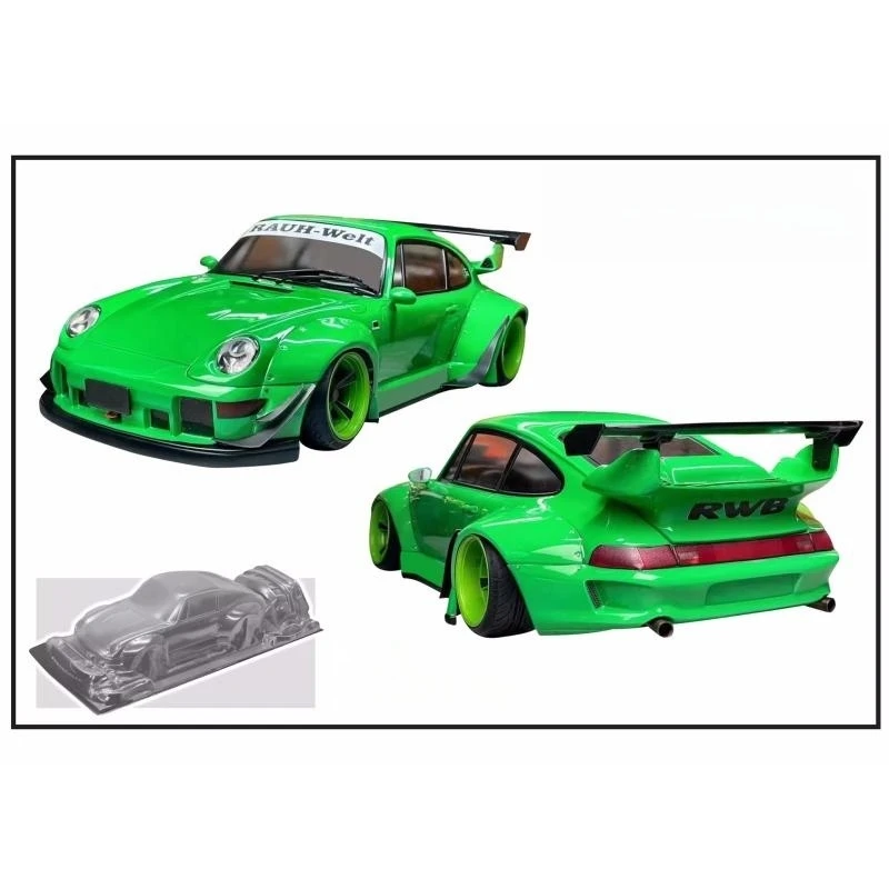 1/10 Porsch RWB 993 Body Shell,Widen RC Drift Body,Include Tail Wings /Light Buckles and Color Stickers Decals 2