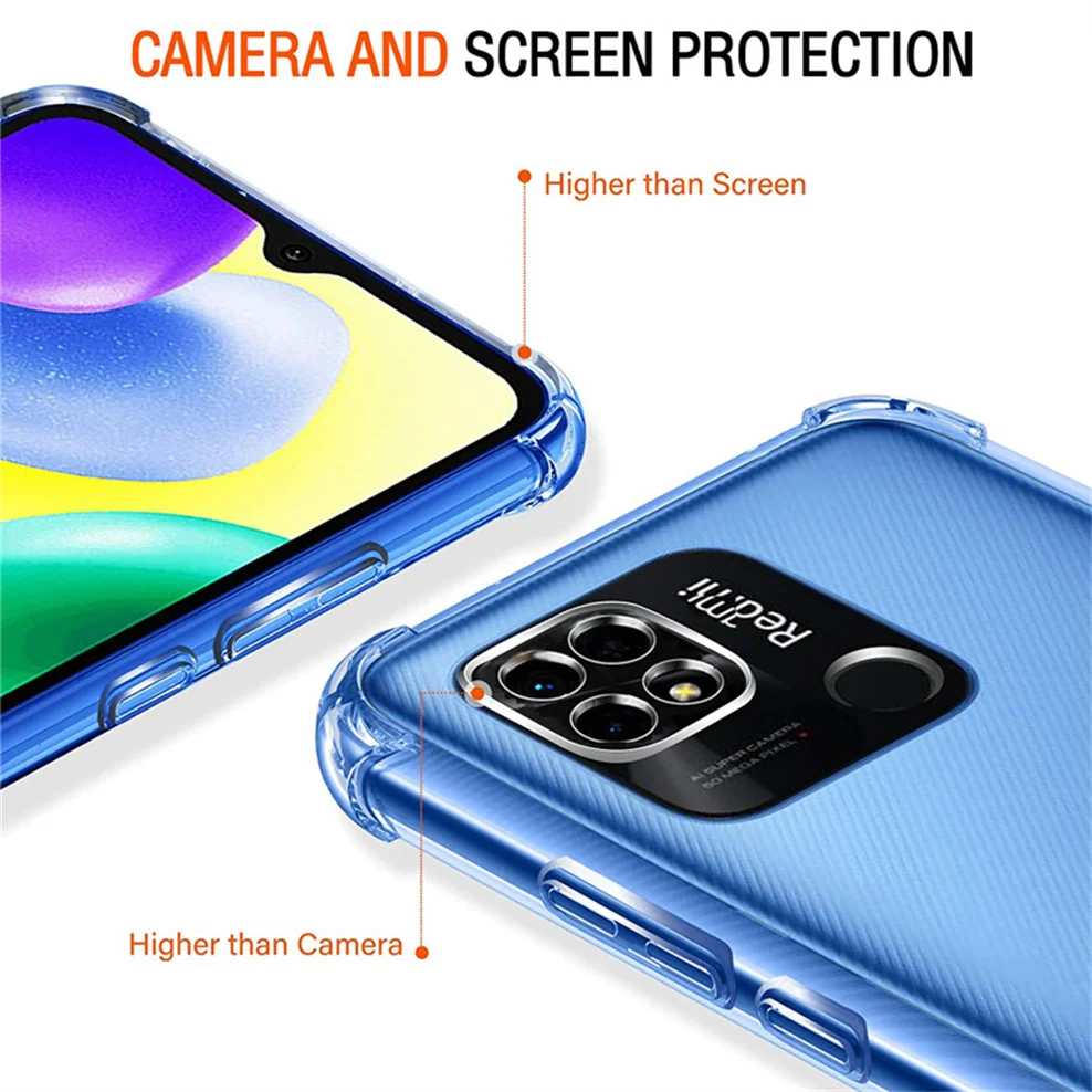 redmi 10a, tempered glass + case for redmi 10a 10c soft clear shockproof silicone phone cases redmi10a xiaomi redmi 10 a cover 3