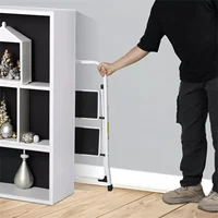 2 Steps Ladder Safety Non Slip Mat Tread Foldable Kitchen Steel Step Stool White 2