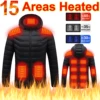 21/15 Areas Heated Jacket Men Padded Parkas Long Sleeve Heated Vest Men Electric USB Heating Jackets Heated Coat Clothing Winter 2