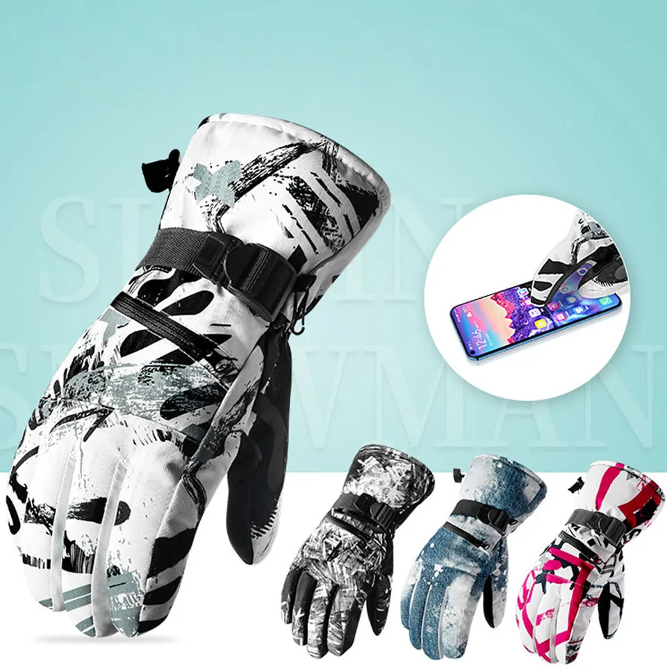 Thermal Ski Gloves KoKossi Thermal Ski Gloves Winter Outdoor Snowboard Waterproof Windproof Gloves Unisex Fleece Warm Snow Sports Riding