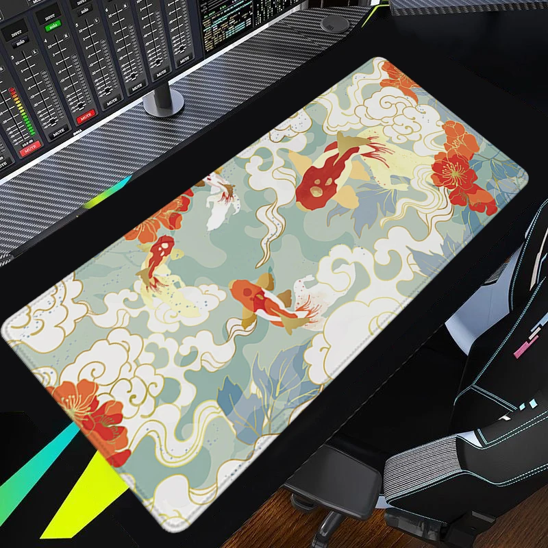 

Mouse Pad Luck Koi Carp Office Computer Desk Mat Mouse Mats Gamer Keyboard Mat Stitched Edge Mousepad Cabinet Pc Gaming Accessoy