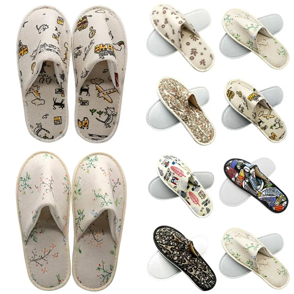 Disposable slippers portable closed toe tree leaf print hotel travel SPA