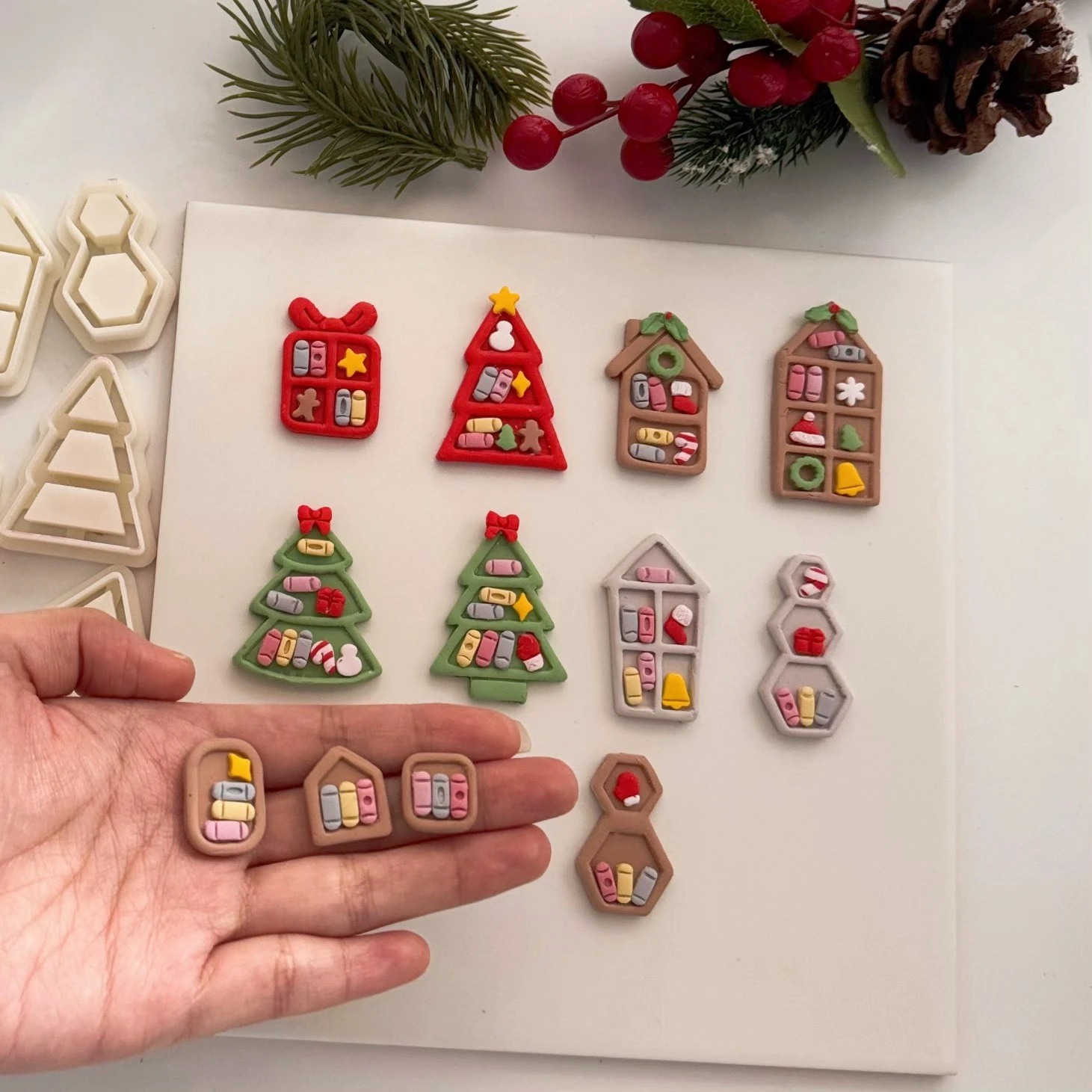 Christmas Bookcase/Bookshelf Polymer Clay Cutter Clay Tool Diy Earring Pendant Jewelry Molding Cutting Mold Ceramic Tool