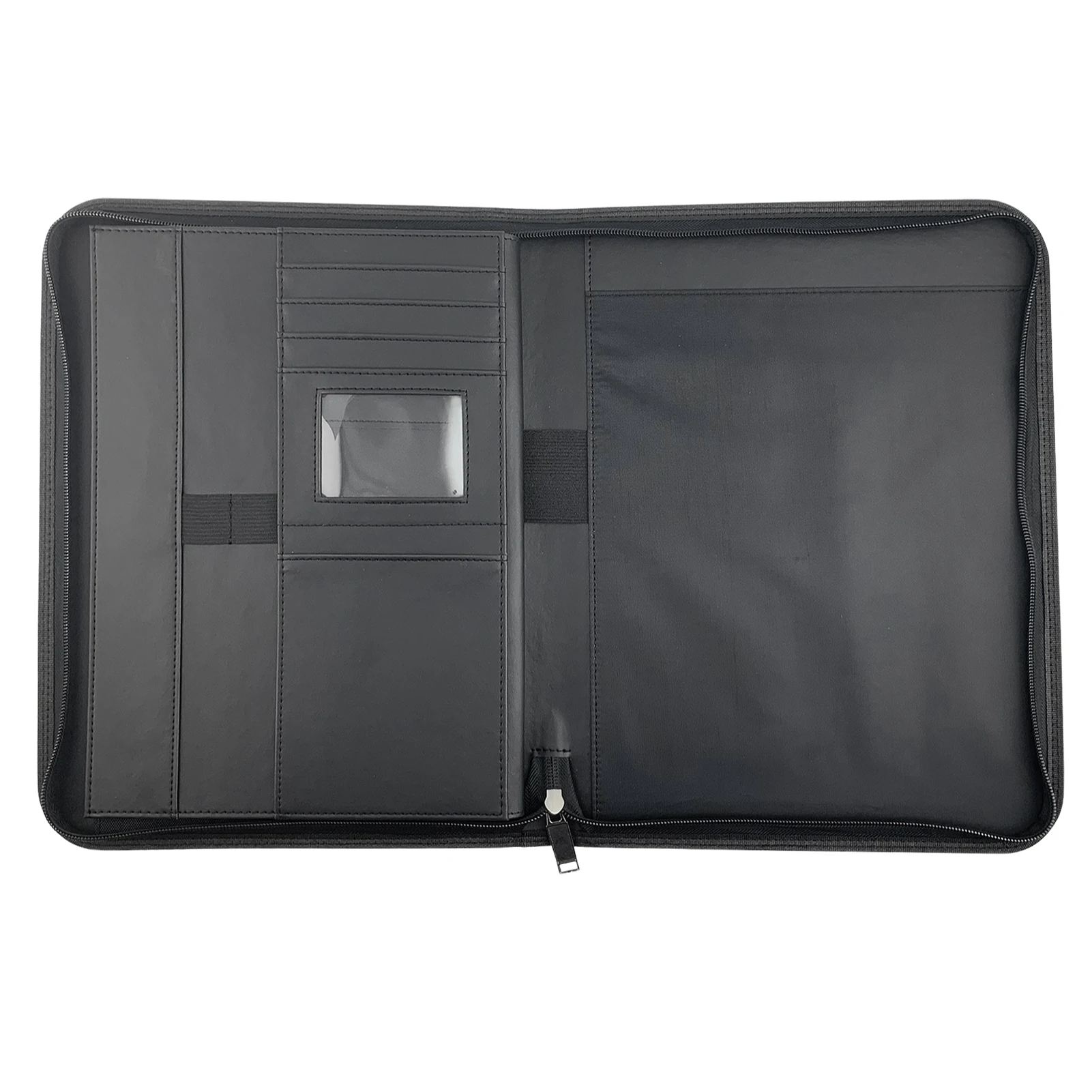 Bisofice Zippered Business Padfolio A4 PU Leather Portfolio Organizer for Interview Resume Document PlannerTablet Sleeve Holder