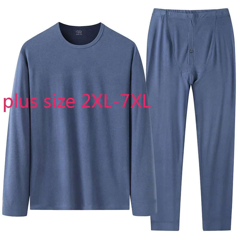 

New Arrival Fashion Suepr Large Autumn Men Round Neck Long Sleeve Underwear Set Warm Plus Size 2XL 3XL 4XL 5XL 6XL 7XL