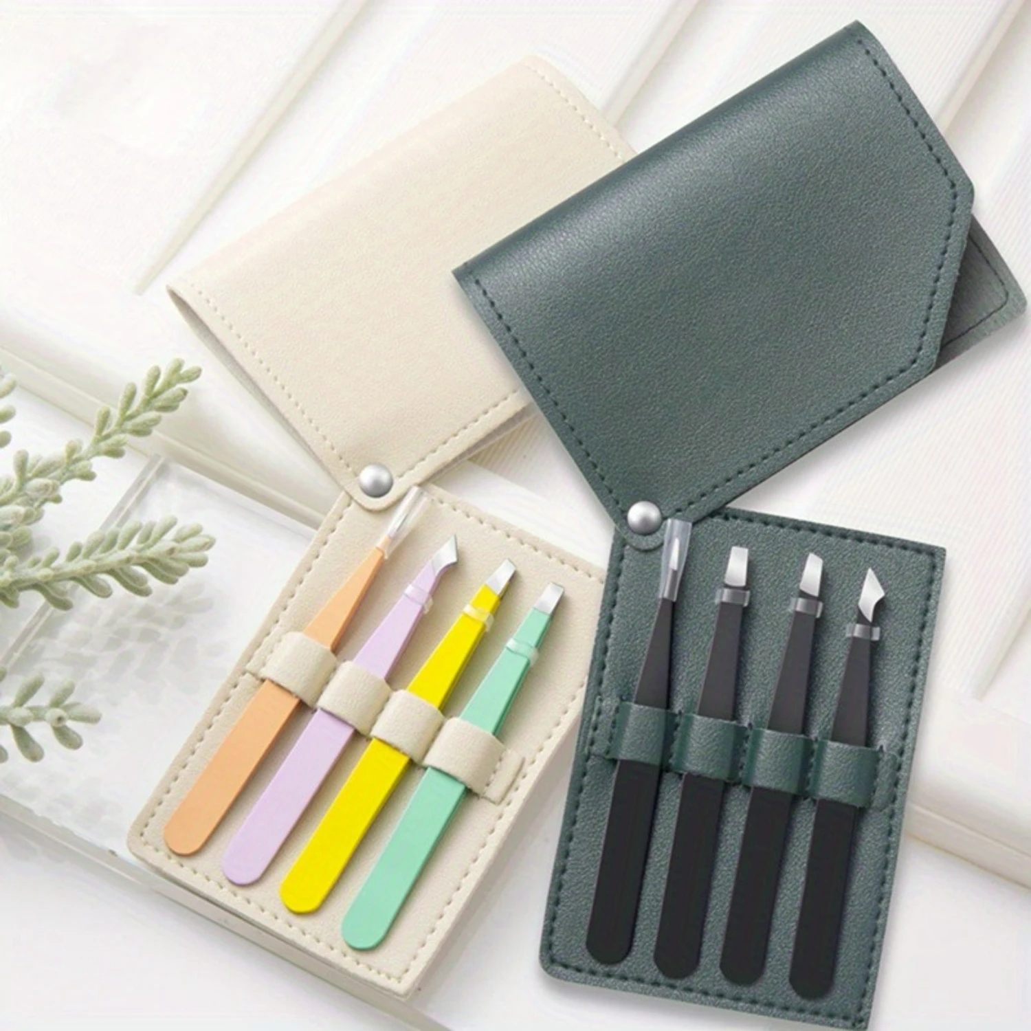 Multifunctional Fashionable Eyebrow Tweezers Set, Alcohol-Free Facial Hair Removal Makeup Tools