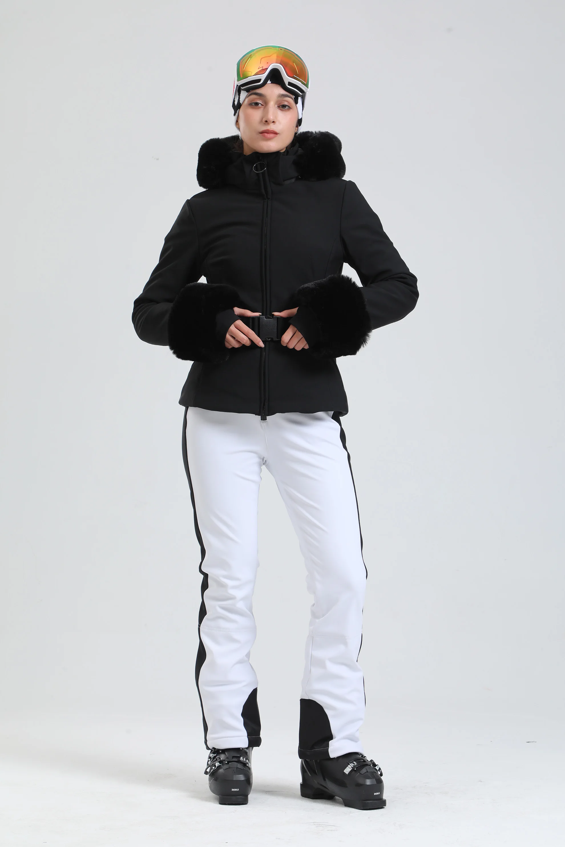 Gsou Snow Winter Warm Fashion Ski Jacket Women Waterproof Windproof Slim Ski Equipment Clothes Female Cotton Snowsuit