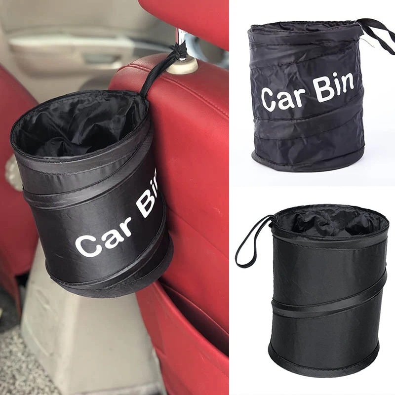Car Garbage Bag 1pc Compact Black Collapsible Car Trash Can - * Durable Oxford Cloth Waste Bin With Easy-Hang Design For Cars, Camping, Picnics & Office Use, Car Trash Bin Car Cup