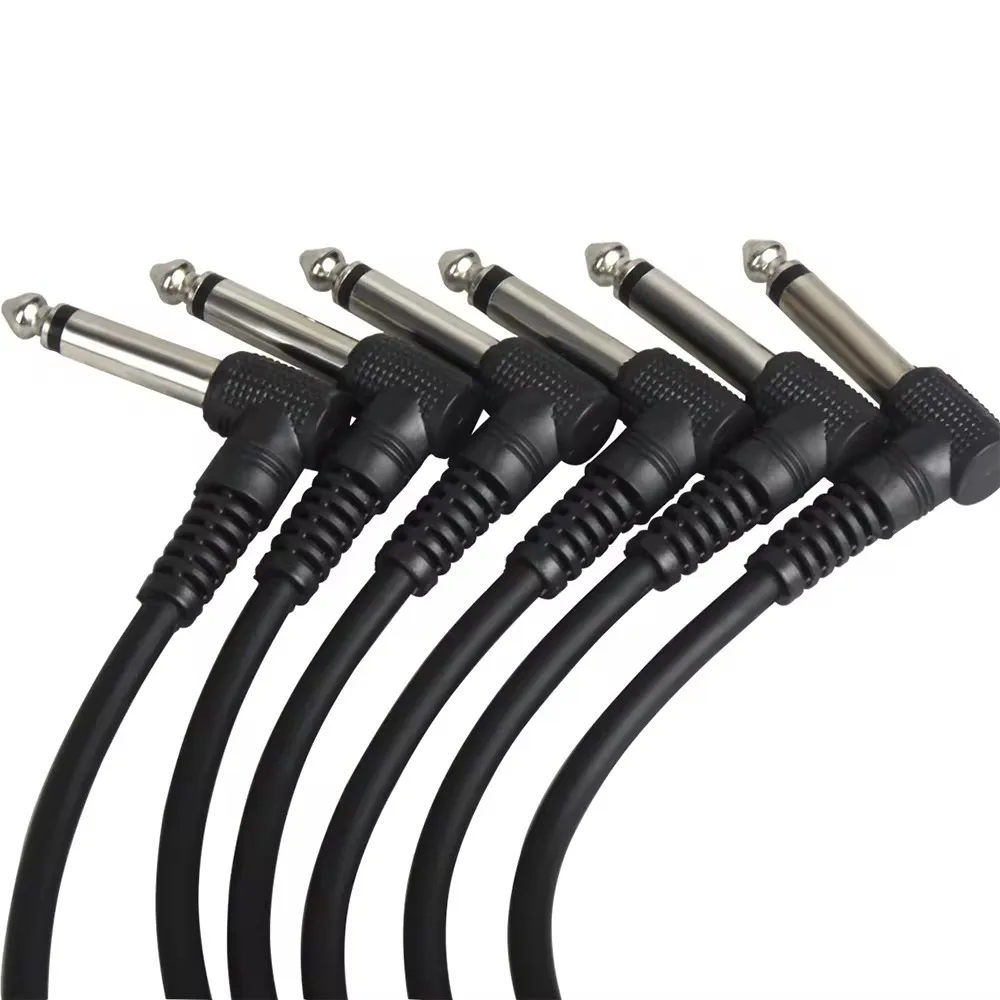 Guitar Effect Pedal Cable 6Pcs 6.35mm Angle Plug No Noise Shielded For Guitar Effect Pedals Parts Accessories