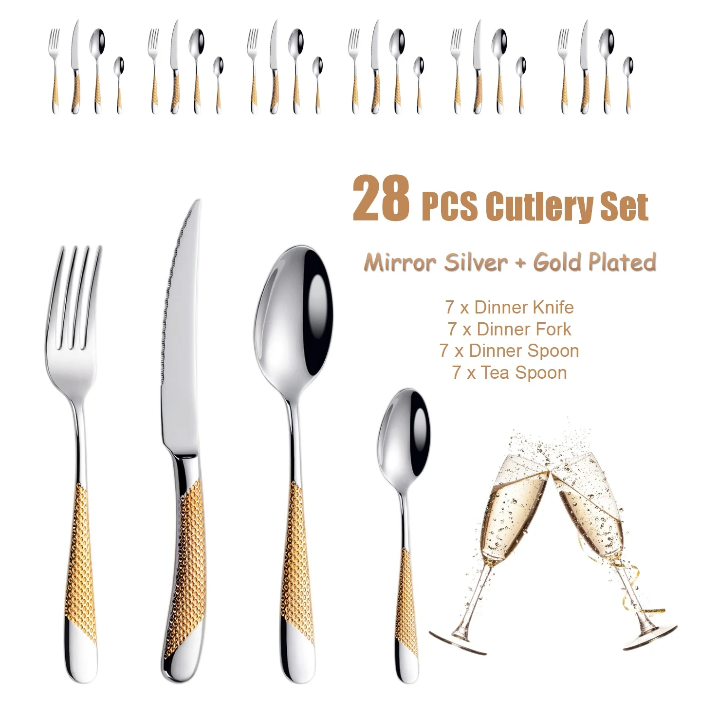 28PCS- Gold Plated