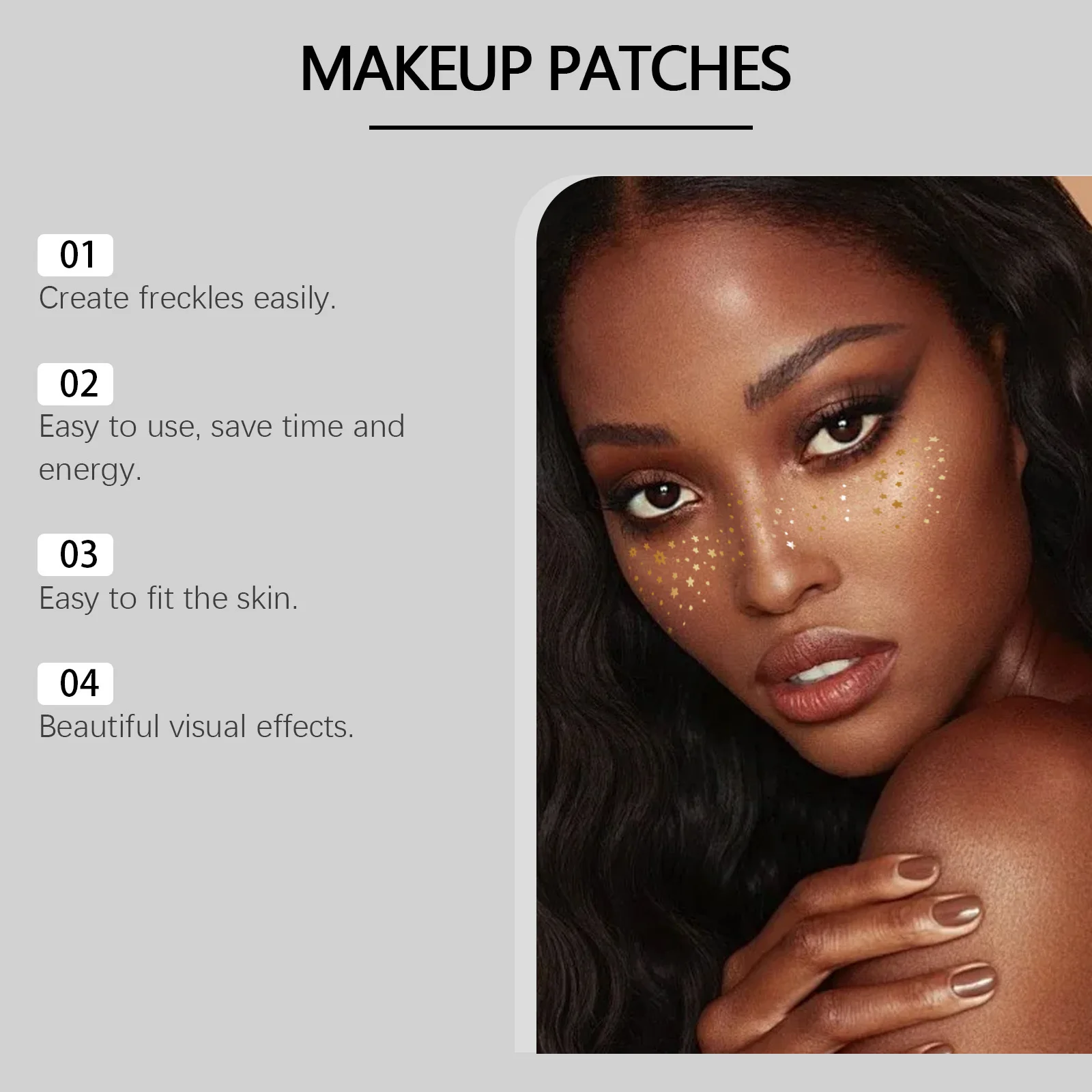 Facial Spot Glitter Sticker Fake Freckle Metallic Golden Irregular Waterproof Temporary Tattoo Star Sticker For DIY Makeup Party 6