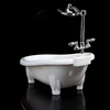 Dollhouse Miniature Bathtub With Shower Head Mini Bathroom Furniture For 1/6 1/12 Doll House Decor Accessories Kids Pretend Toy 5