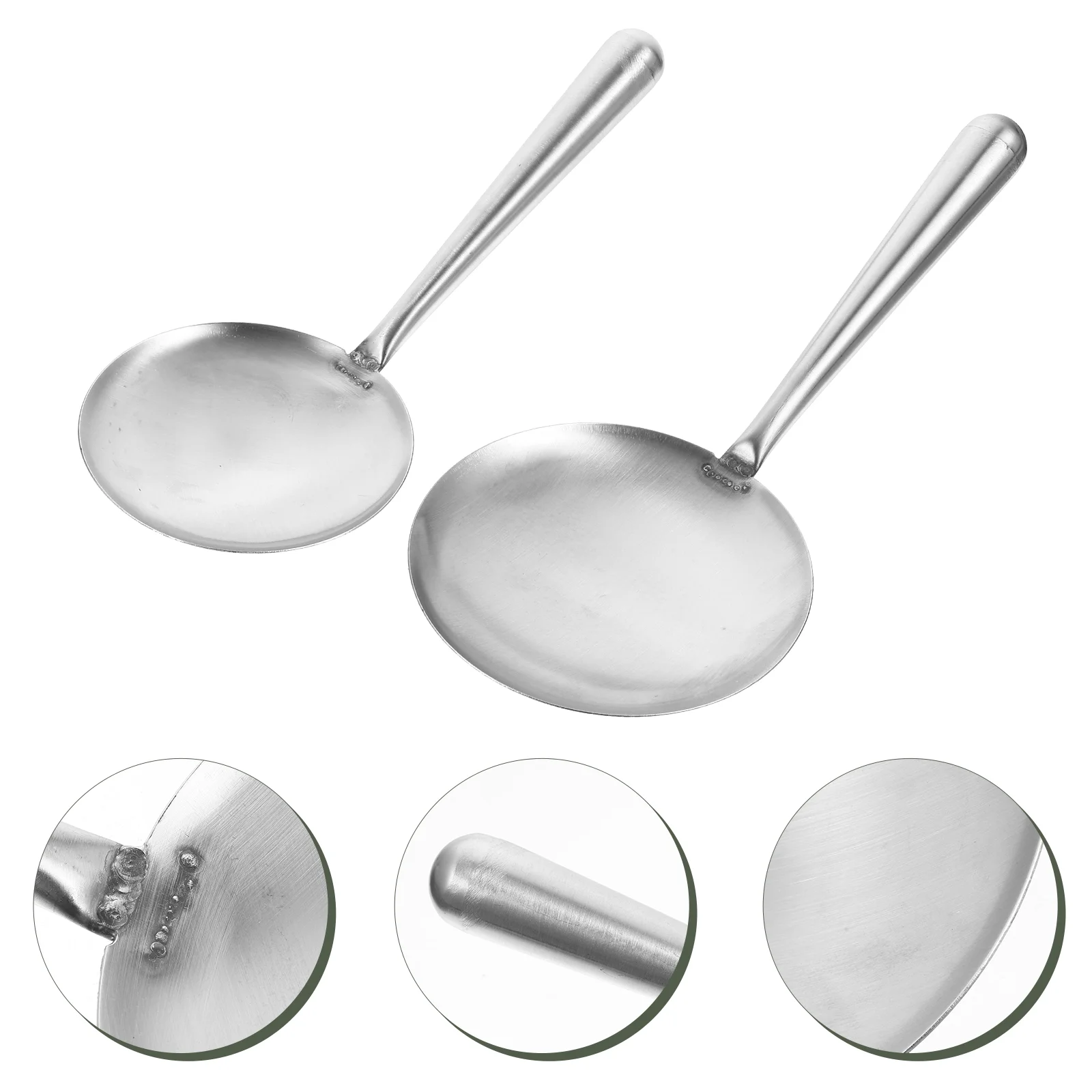 

2 Pcs Tofu Brain Flat Ladle Food Storage Spoons Stainless Spatula Oil Filter 201 Steel Household Soup Banquet Cookware
