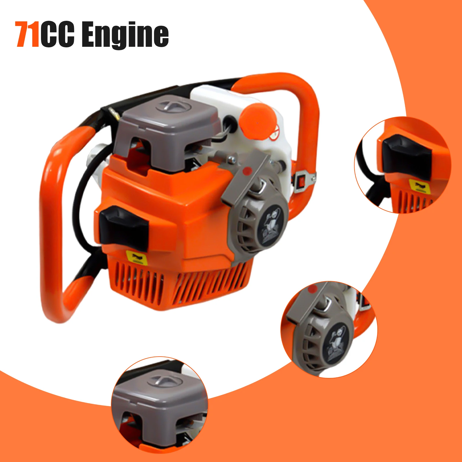 Gas Powered Earth Auger Post Hole Digger 2-Stroke 71CC Gasoline Earth Auger Borer 2.3kw Fence Ground Drill 0-300rpm For Installing Guardrails Railings