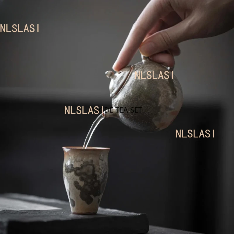 Japanese porcelain teapot retro stone tool Chinese tea brewing pot tea ceremony accessories