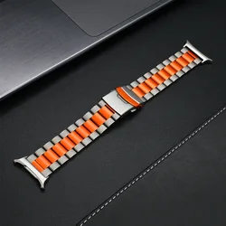 Luxury Stainless Steel Bracelet for 47mm Watch - Men's Metal Strap (S-Titanium Orange)