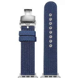 Stylish Canvas Nylon Band with Butterfly Buckle - 49mm or 45mm (Blue BF)