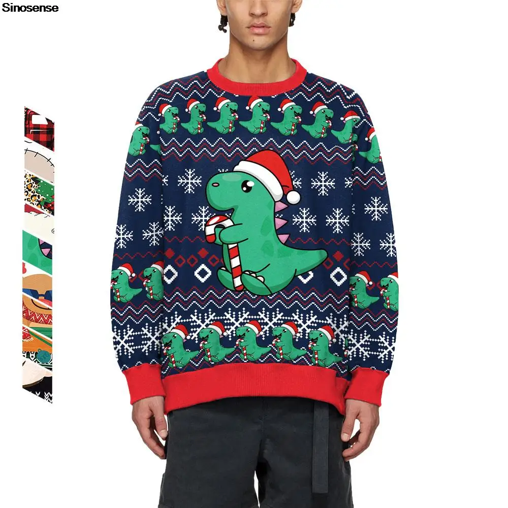 

Men Women Cute Dinosaur Ugly Christmas Sweater 3D Cartoon Anime Print Funny Xmas Sweatshirt Pullover Holiday Party Jumper Tops