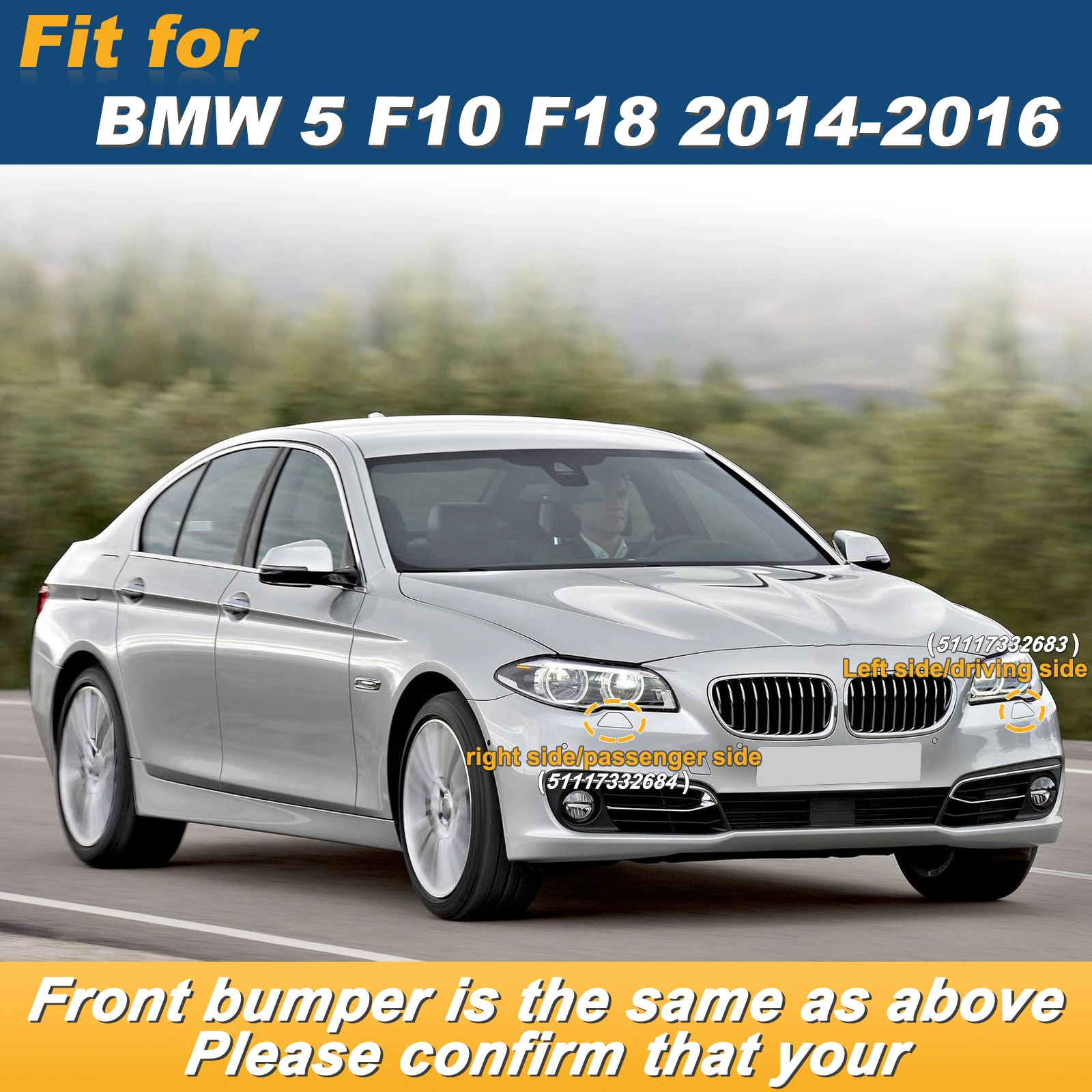 Front Bumper Headlight Headlamp Washer Jet Spray Nozzle Cover Cap For BMW 5 F10 F18 2014- Left Right 51117332683 51117332684