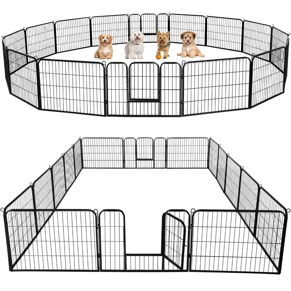 

Outdoor Dog Playpen - 16 Panel Fence for Large, Medium and Small Dogs - Heavy Duty Exercise Pen for Puppies