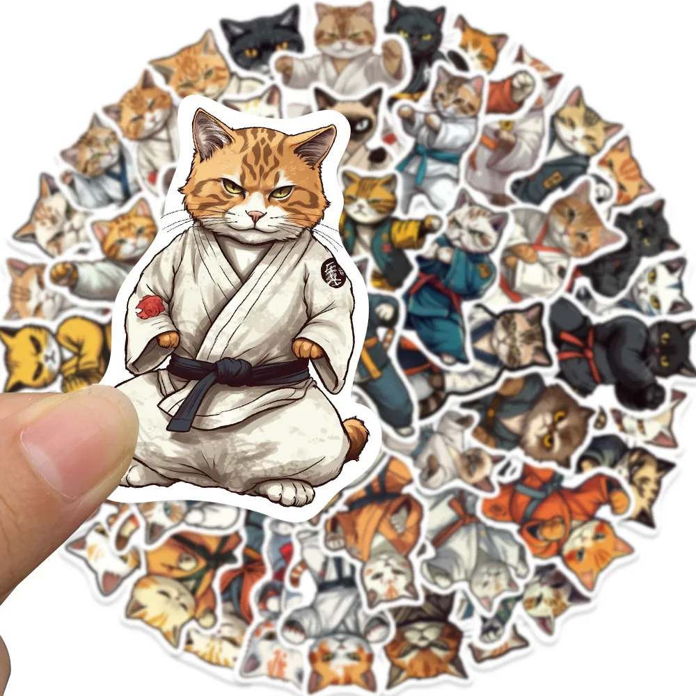 10/30/50Pcs Cartoon Kung Fu Cat Graffiti Sticker Suitcases Laptops Mobile Phone Guitars Water Cup Kids Toys Decorative Sticker